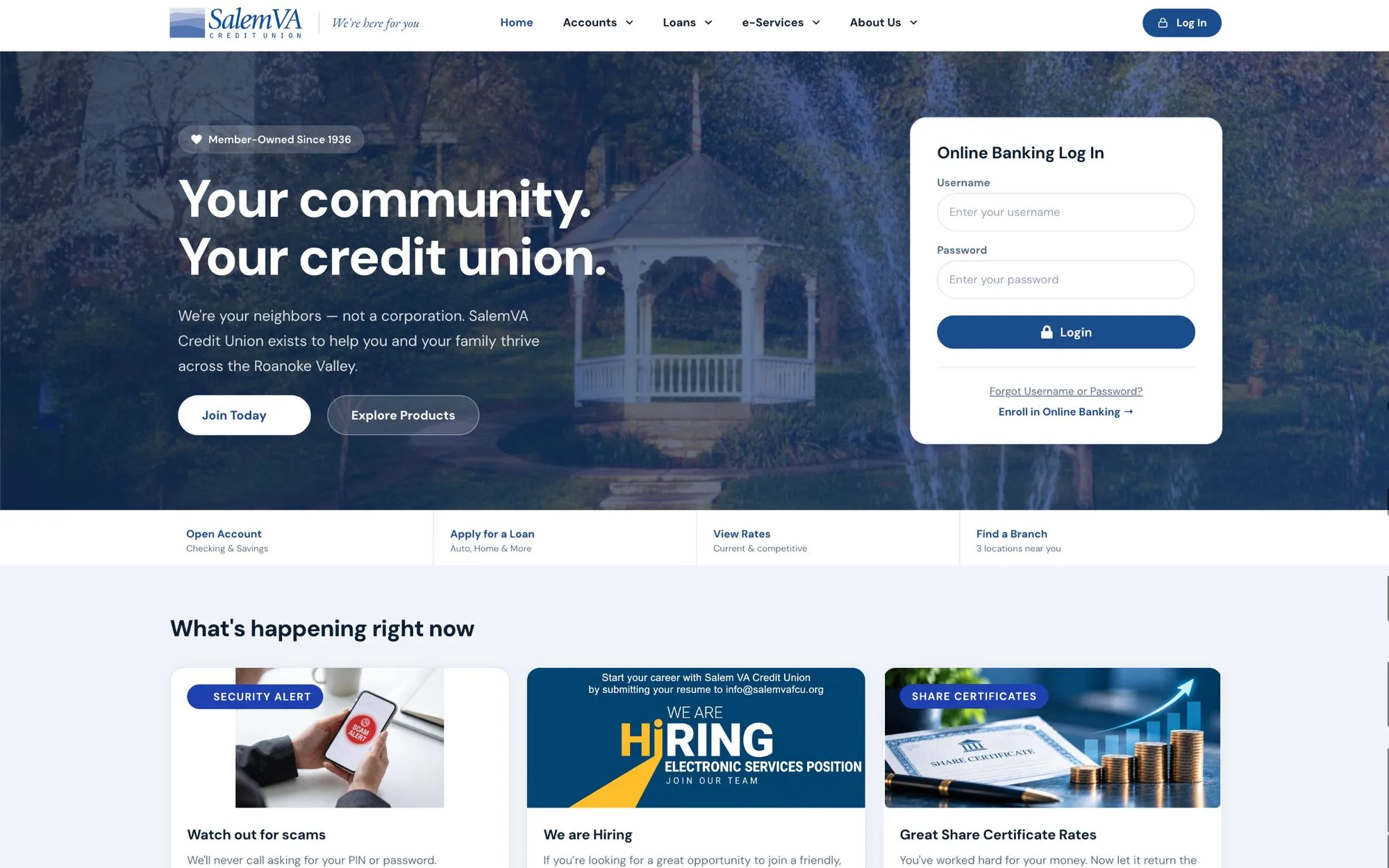 Salem VA Credit Union website