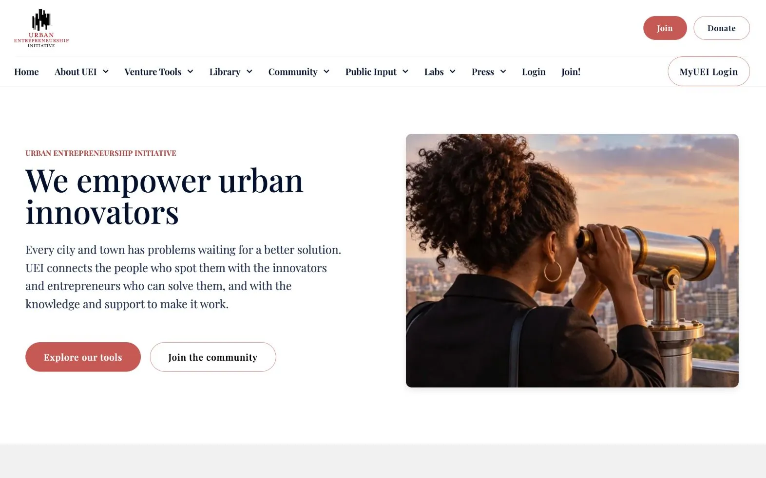 Urban Entrepreneurship Initiative website