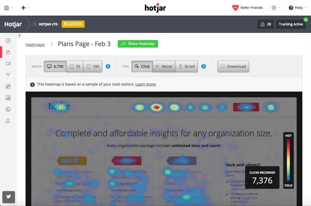 Website Heat Map Example